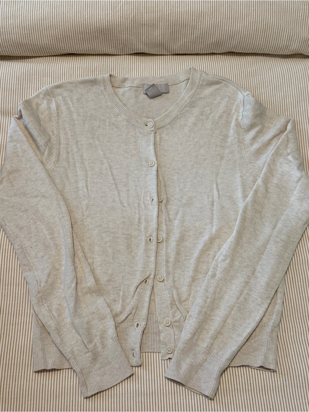 H&M Light Beige Crewneck Button-Front Cardigan